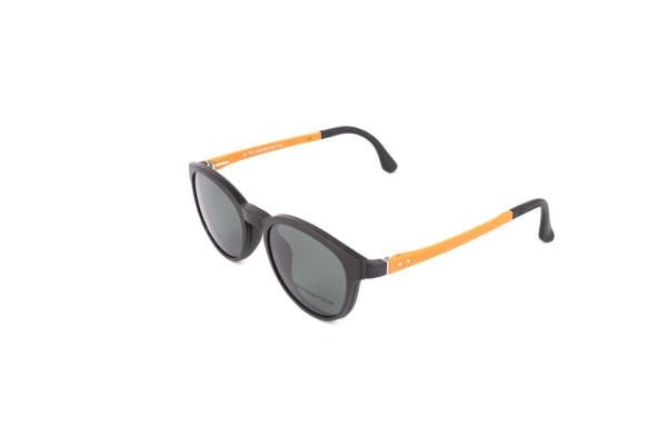 PolarOne Clipsli Optik Gözlük Çerçeve Clip On  Mod 305  49-20 SİYAH GÖVDE TURUNCU SAP C1M-OT