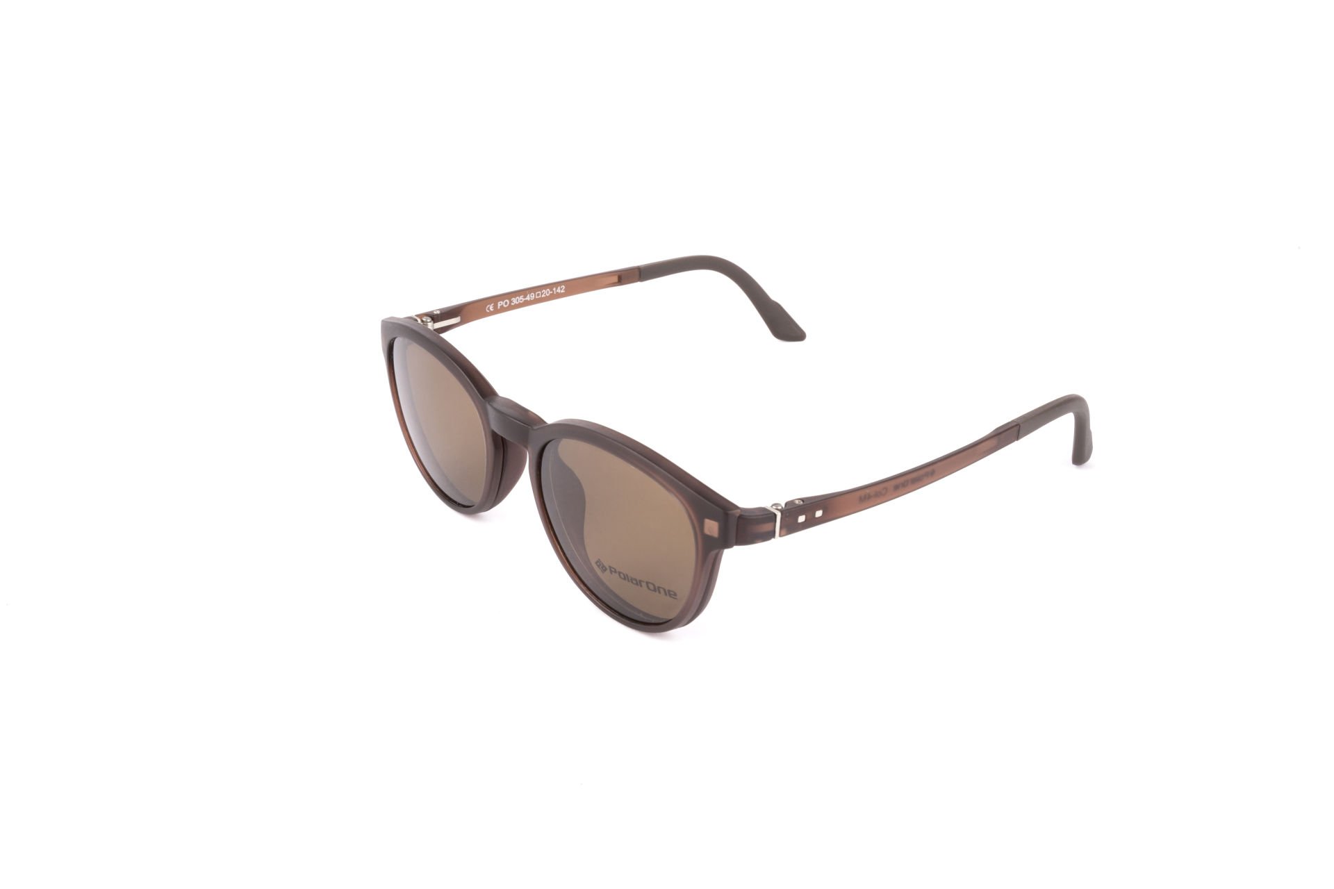 PolarOne Clipsli Optik Gözlük Çerçeve Clip On  Mod 305  49-20 MAT KAHVERENGİ C4M
