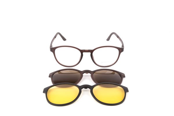 PolarOne Clipsli Optik Gözlük Çerçeve Clip On  Mod 305  49-20 MAT KAHVERENGİ C4M