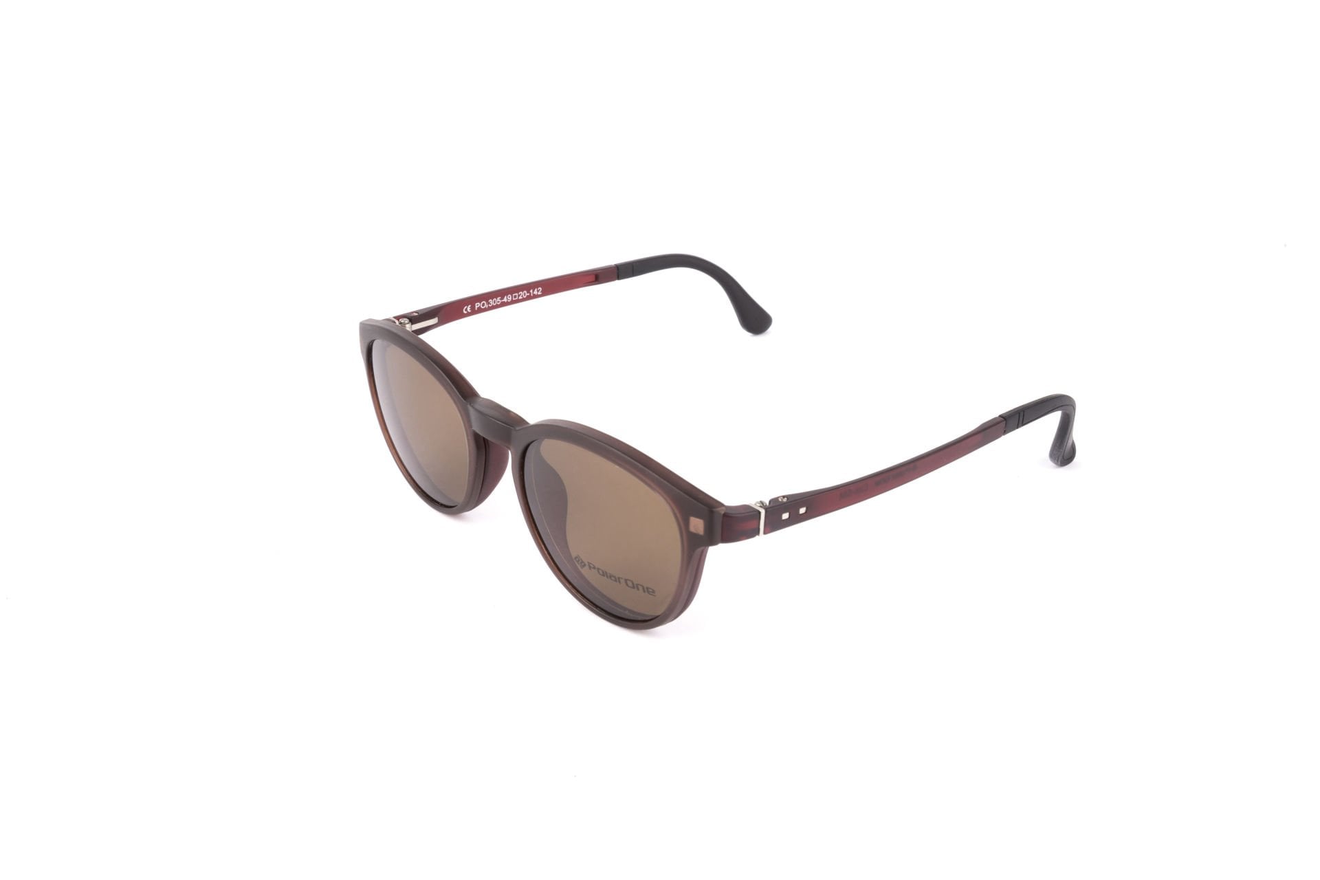 PolarOne Clipsli Optik Gözlük Çerçeve Clip On  Mod 305  49-20 MAT BORDO C5M