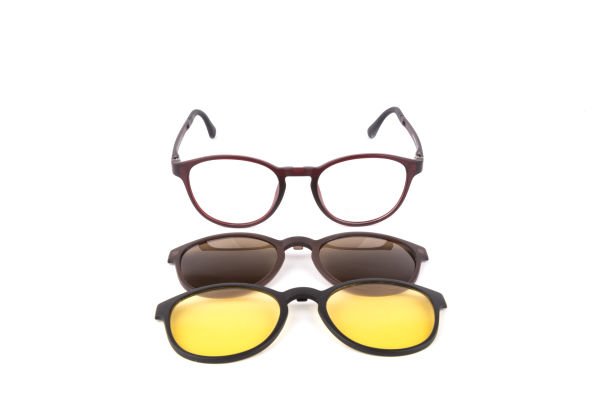 PolarOne Clipsli Optik Gözlük Çerçeve Clip On  Mod 305  49-20 MAT BORDO C5M