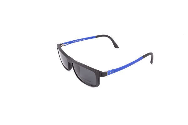 PolarOne Clipsli Optik Gözlük Çerçeve Clip On  Mod 307 SİYAH GÖVDE MAVİ SAP C1M-OM