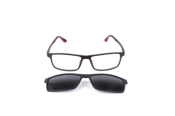 PolarOne Clipsli Optik Gözlük Çerçeve Clip On  Mod 307 GRİ GÖVDE SİYAH SAP C3M-S