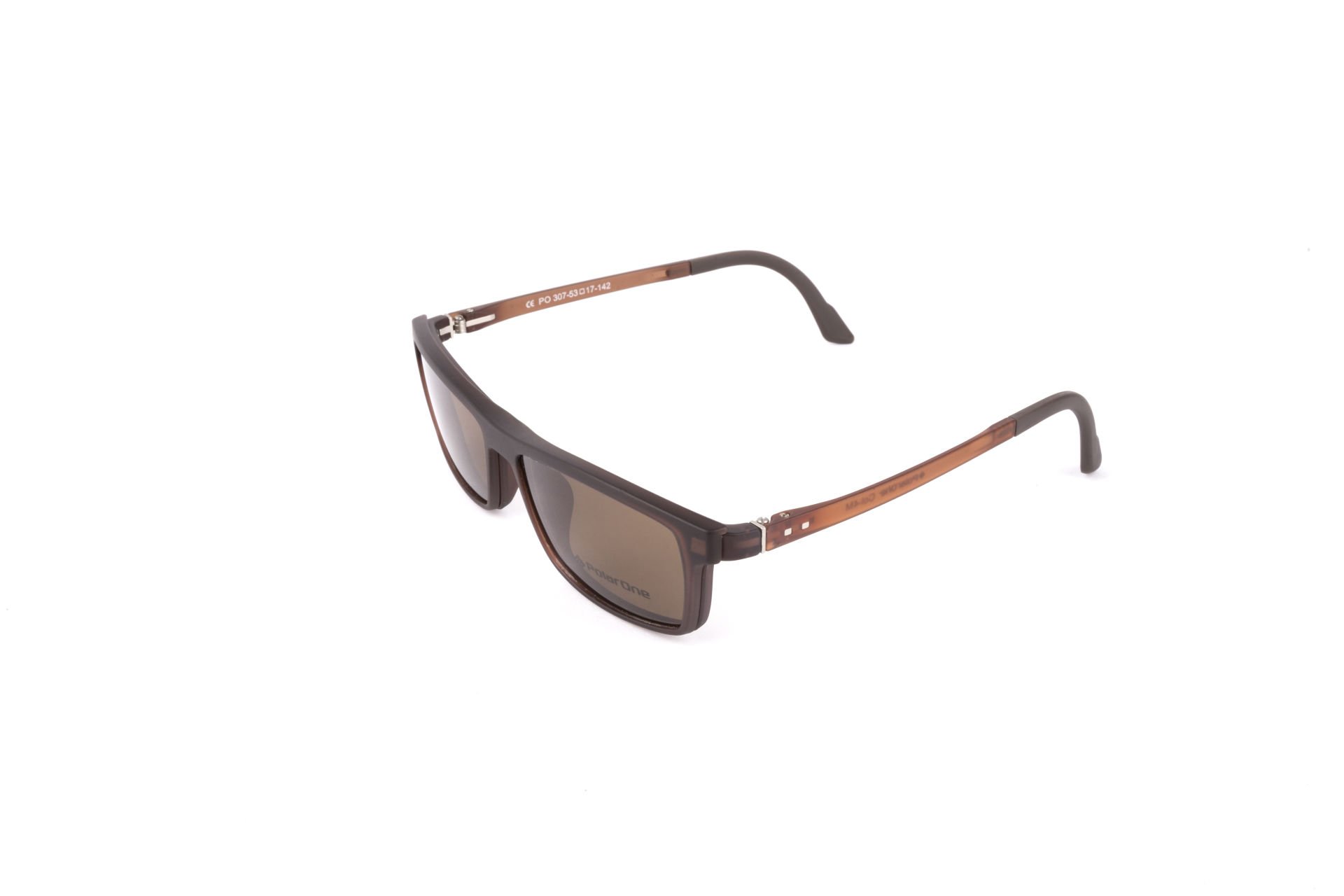 PolarOne Clipsli Optik Gözlük Çerçeve Clip On  Mod 307 MAT KAHVERENGİ C4M