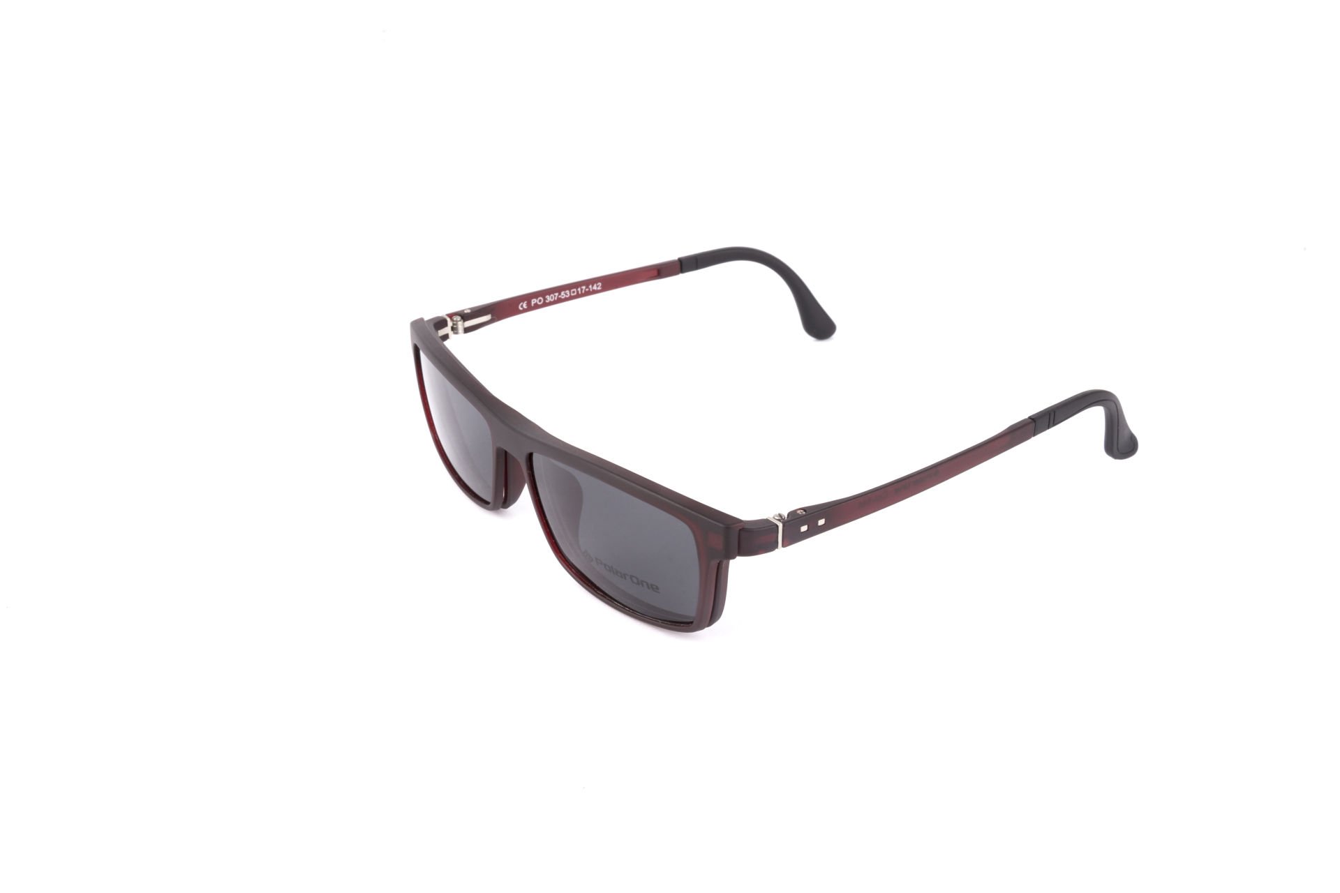 PolarOne Clipsli Optik Gözlük Çerçeve Clip On  Mod 307 MAT BORDO C5M