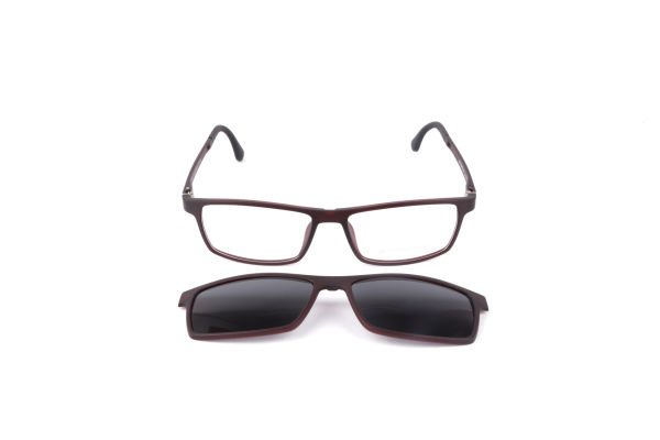 PolarOne Clipsli Optik Gözlük Çerçeve Clip On  Mod 307 MAT BORDO C5M