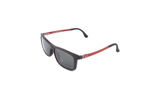 PolarOne Clipsli Optik Gözlük Çerçeve Clip On  Mod 308 53-18 SİYAH GÖVDE KIRMIZI SAP C1M-OK