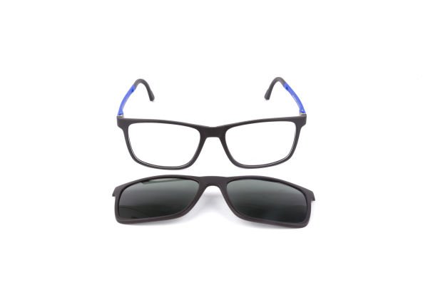 PolarOne Clipsli Optik Gözlük Çerçeve Clip On  Mod 308 53-18 SİYAH GÖVDE MAVİ SAP C1M-OM