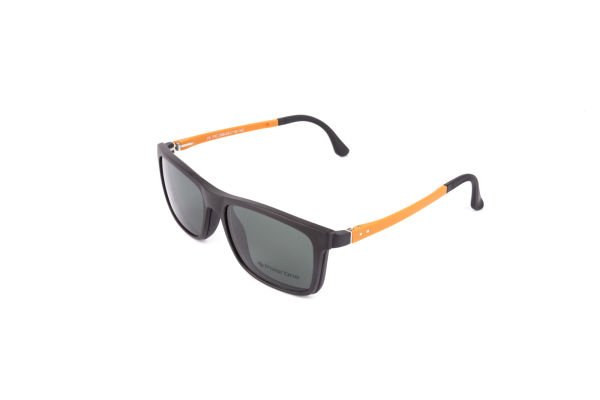 PolarOne Clipsli Optik Gözlük Çerçeve Clip On  Mod 308 53-18 SİYAH GÖVDE TURUNCU SAP C1M-OT