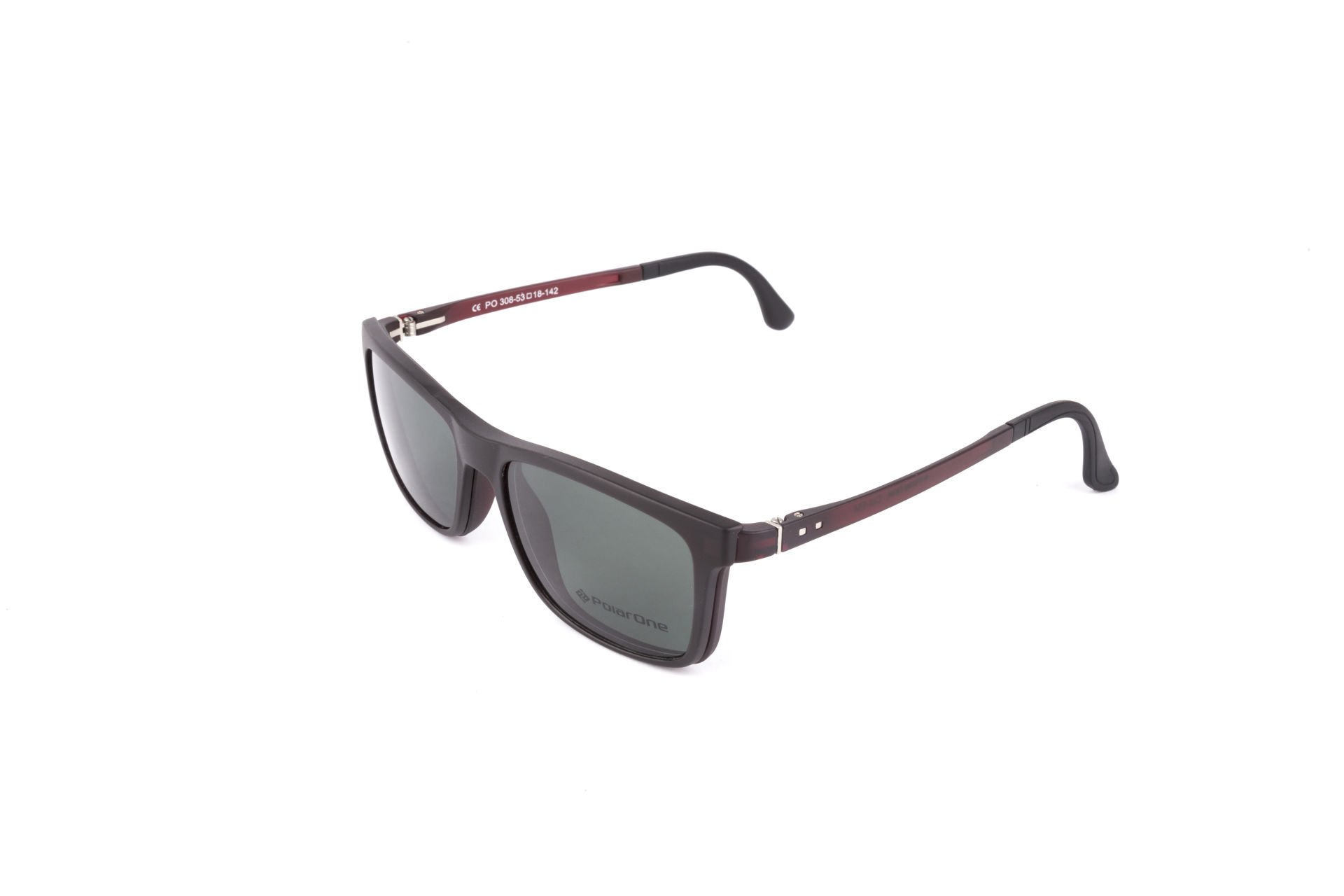PolarOne Clipsli Optik Gözlük Çerçeve Clip On  Mod 308 53-18 MAT BORDO C5M