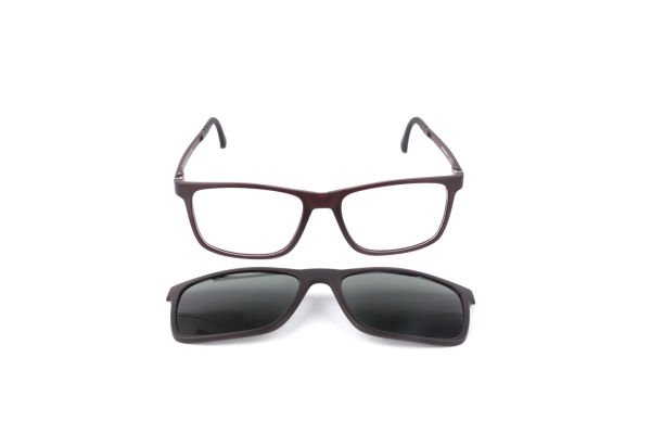 PolarOne Clipsli Optik Gözlük Çerçeve Clip On  Mod 308 53-18 MAT BORDO C5M