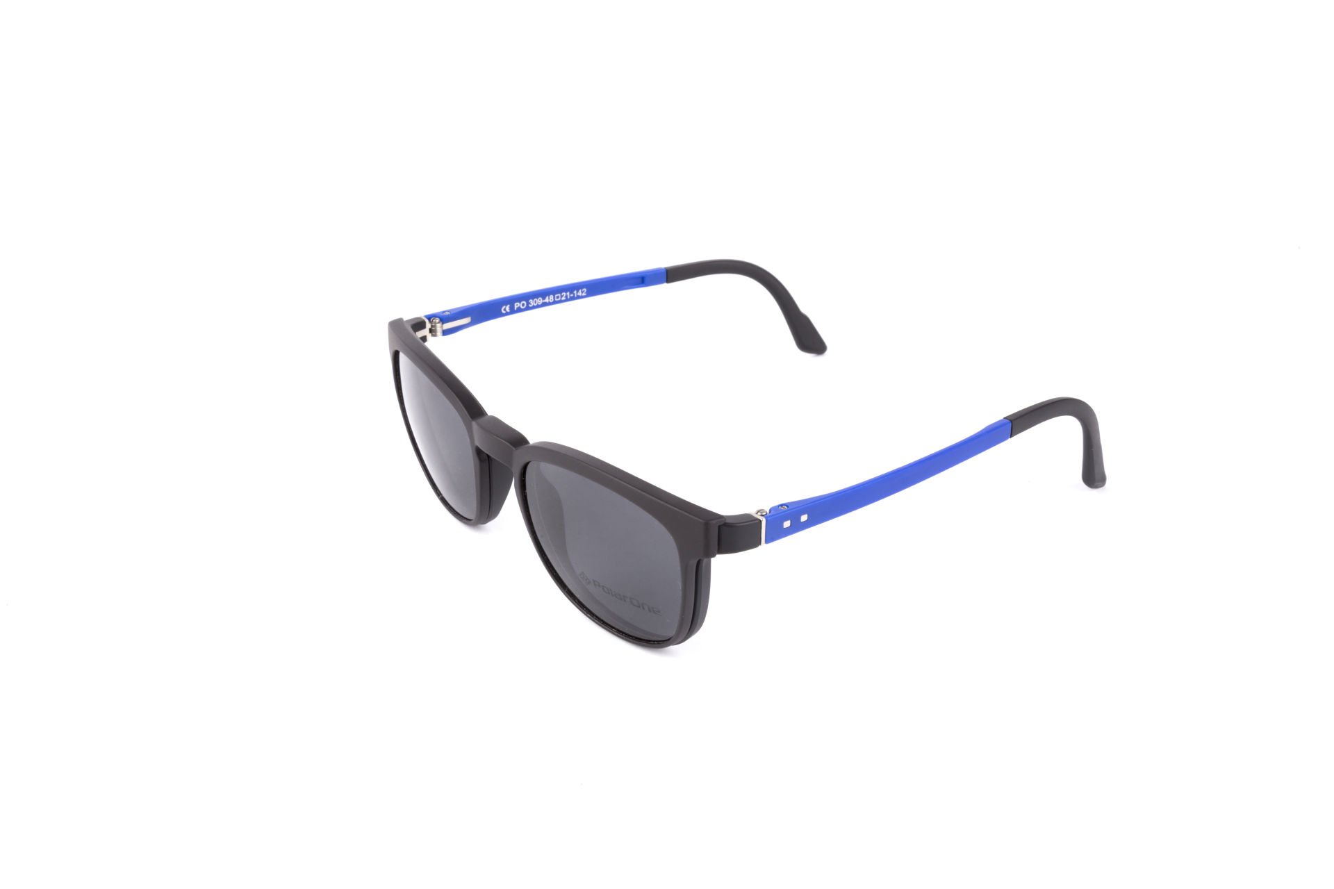 PolarOne Clipsli Optik Gözlük Çerçeve Clip On  Mod 309  49-21 SİYAH GÖVDE MAVİ SAP C1M-OM