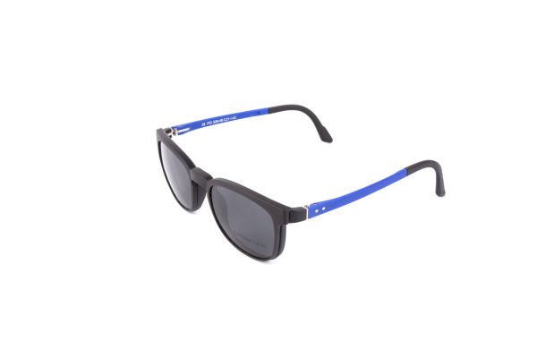 PolarOne Clipsli Optik Gözlük Çerçeve Clip On  Mod 309  49-21 SİYAH GÖVDE MAVİ SAP C1M-OM