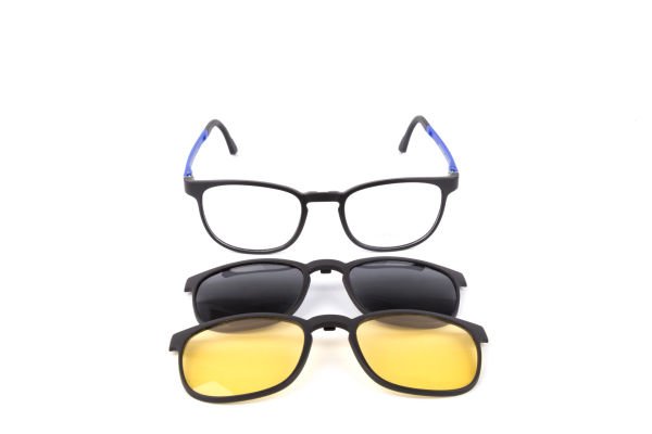 PolarOne Clipsli Optik Gözlük Çerçeve Clip On  Mod 309  49-21 SİYAH GÖVDE MAVİ SAP C1M-OM