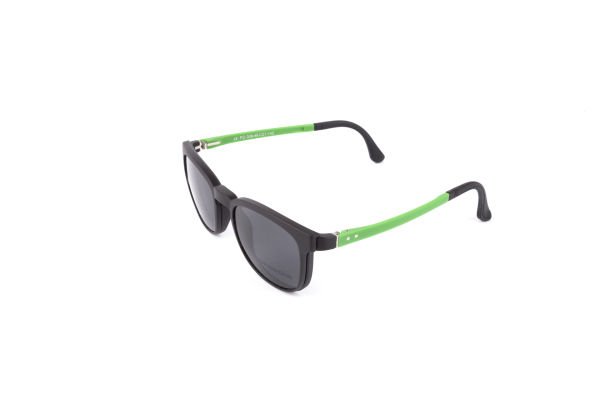 PolarOne Clipsli Optik Gözlük Çerçeve Clip On  Mod 309  49-21 SİYAH GÖVDE YEŞİL SAP C1M-OY