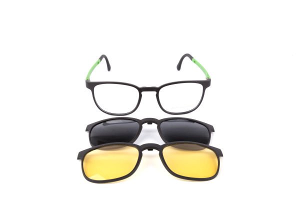 PolarOne Clipsli Optik Gözlük Çerçeve Clip On  Mod 309  49-21 SİYAH GÖVDE YEŞİL SAP C1M-OY