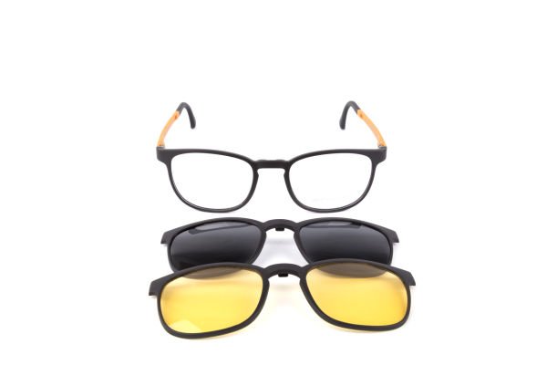 PolarOne Clipsli Optik Gözlük Çerçeve Clip On  Mod 309  49-21 SİYAH GÖVDE TURUNCU SAP C1M-OT