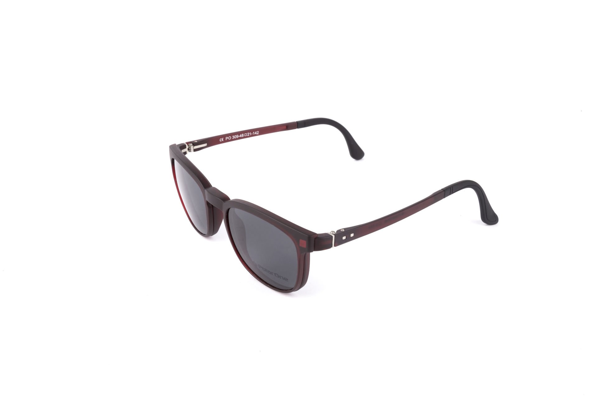 PolarOne Clipsli Optik Gözlük Çerçeve Clip On  Mod 309  49-21 MAT BORDO C5M