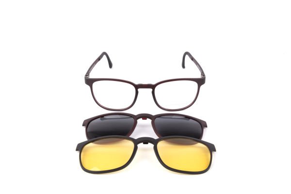 PolarOne Clipsli Optik Gözlük Çerçeve Clip On  Mod 309  49-21 MAT BORDO C5M
