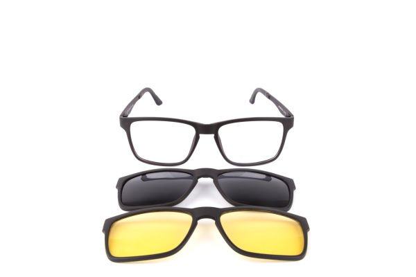 PolarOne Clipsli Optik Gözlük Çerçeve Clip On  Mod 304 53-18 MAT SİYAH C1M