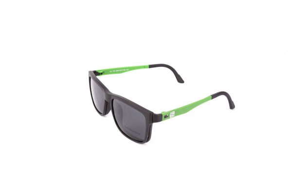 PolarOne Clipsli Optik Gözlük Çerçeve Clip On  Mod 304 53-18 SİYAH GÖVDE YEŞİL SAP C1M-OY