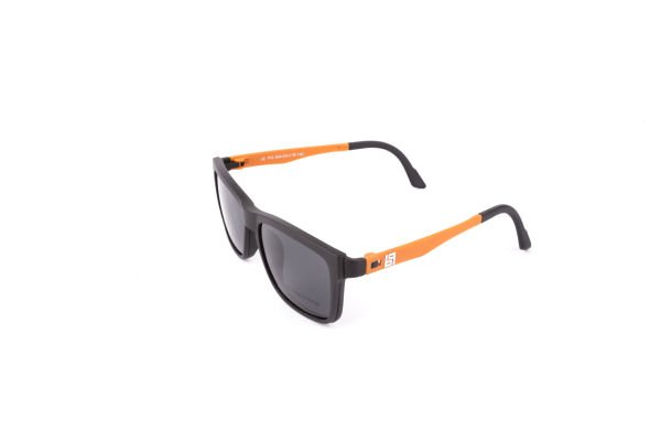 PolarOne Clipsli Optik Gözlük Çerçeve Clip On  Mod 304 53-18 SİYAH GÖVDE TURUNCU SAP C1M-OT