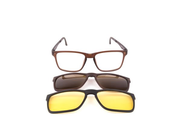 PolarOne Clipsli Optik Gözlük Çerçeve Clip On  Mod 304 53-18 MAT KAHVERENGİ C4M