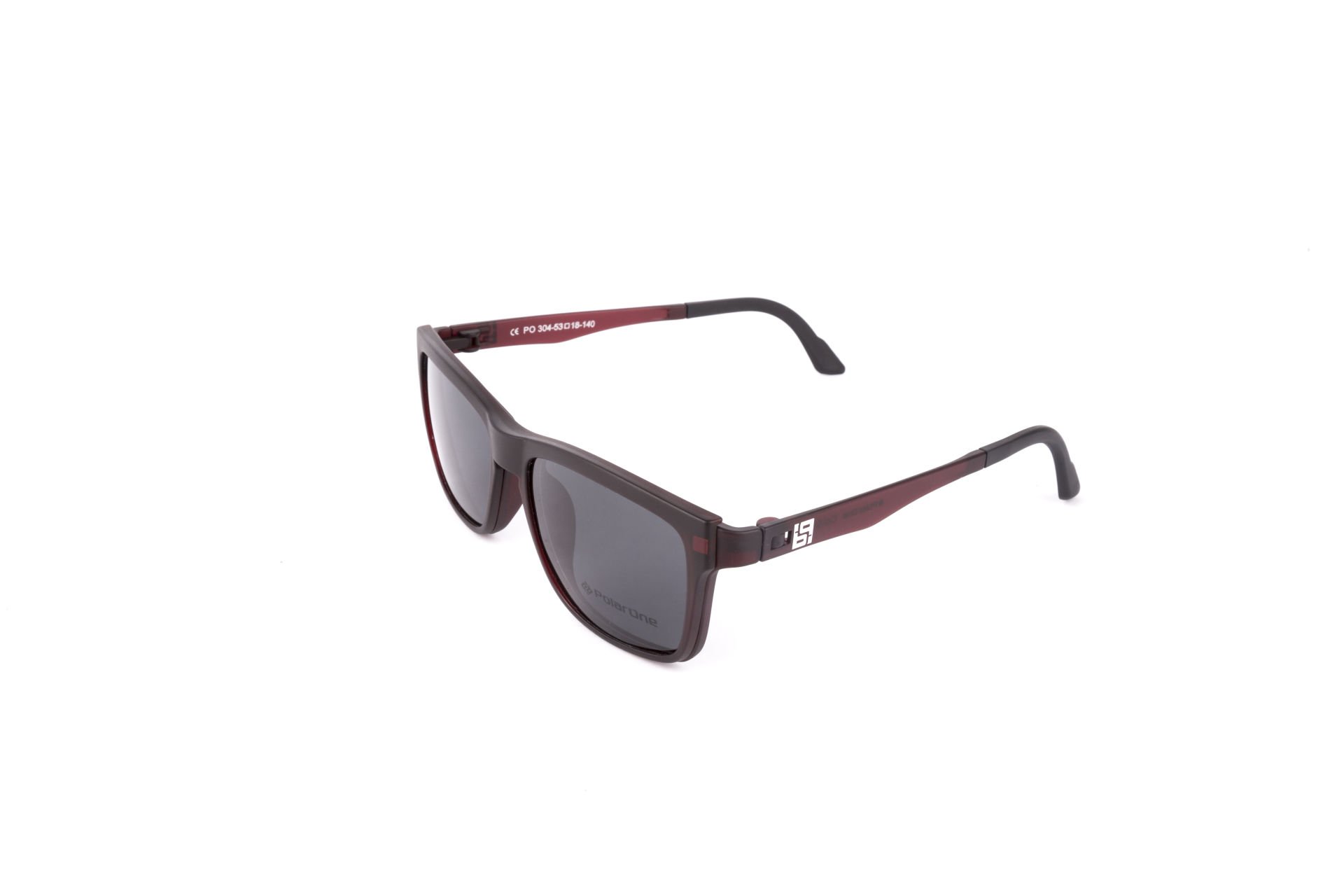 PolarOne Clipsli Optik Gözlük Çerçeve Clip On  Mod 304 53-18 MAT BORDO C5M
