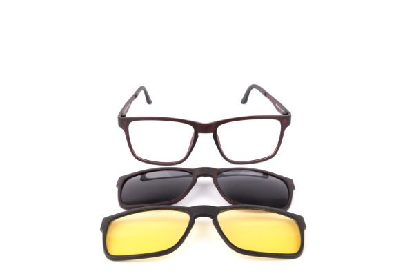 PolarOne Clipsli Optik Gözlük Çerçeve Clip On  Mod 304 53-18 MAT BORDO C5M